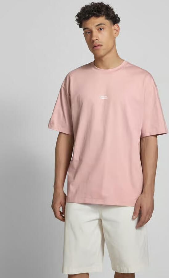Hugo Blue T-shirt met labelprint model 'Nalono' - Foto 4
