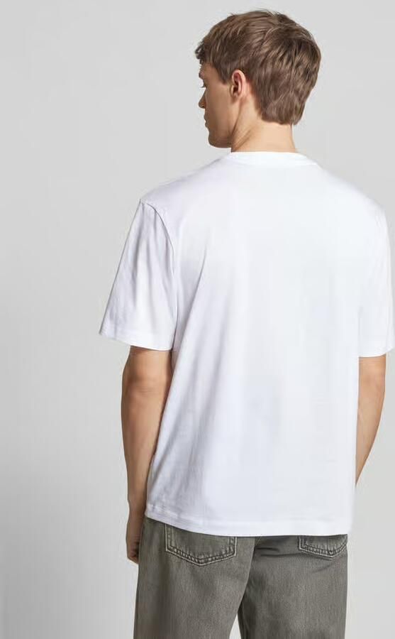Hugo Blue T-shirt met labelprint model 'Newromi'
