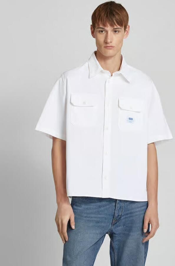 HUGO Blue Overhemd met korte mouwen Ekyno met contrasterend logo-badge op de borst - Foto 12