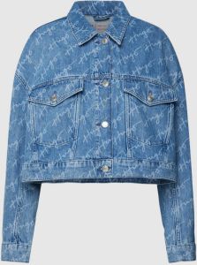 HUGO Cropped jeansjack met all-over labelmotief model 'Galentina'