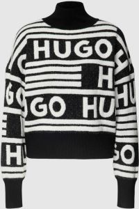 HUGO Gebreide pullover met ingeweven labelmotief model 'Sismina'