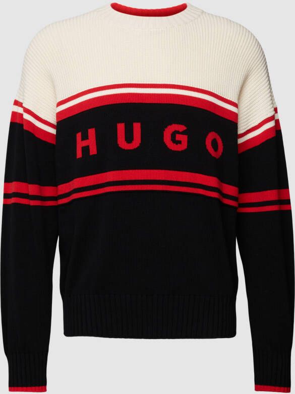 HUGO Gebreide pullover met labelmotief model 'Sopid'