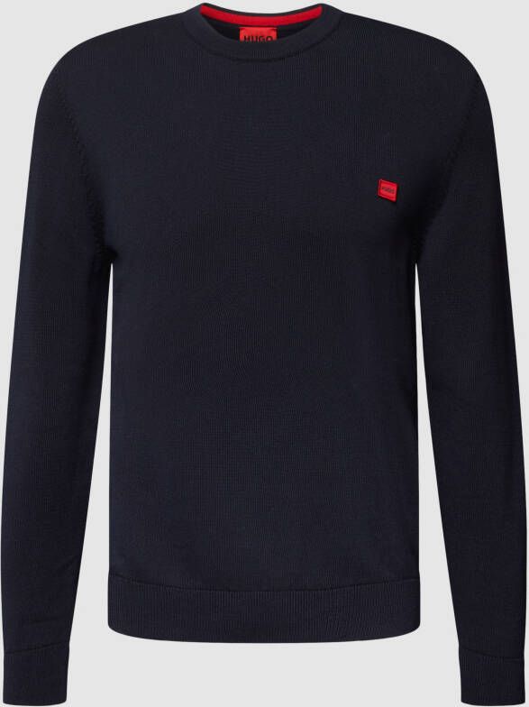 HUGO Gebreide pullover met labelstitching model 'Cassius'