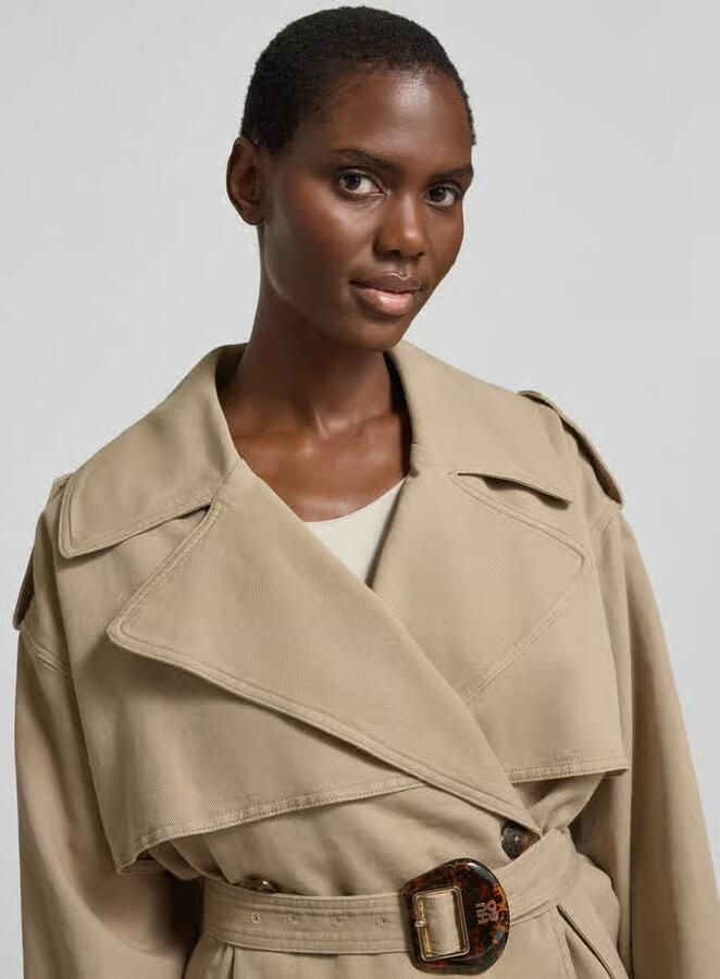 HUGO boxy fit trenchcoat-jack van mix van katoen en linnen model 'ACLUNDA-1-W'
