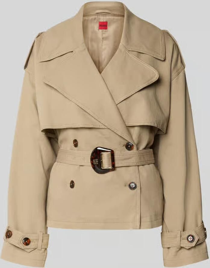 HUGO boxy fit trenchcoat-jack van mix van katoen en linnen model 'ACLUNDA-1-W' - Foto 2