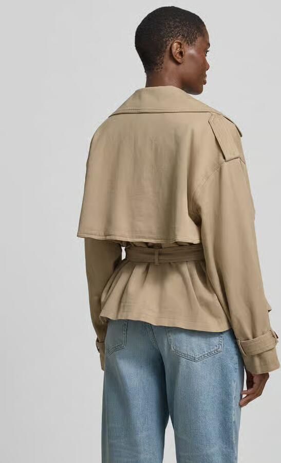 HUGO boxy fit trenchcoat-jack van mix van katoen en linnen model 'ACLUNDA-1-W' - Foto 3