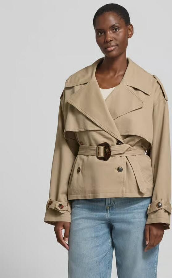 HUGO boxy fit trenchcoat-jack van mix van katoen en linnen model 'ACLUNDA-1-W' - Foto 2