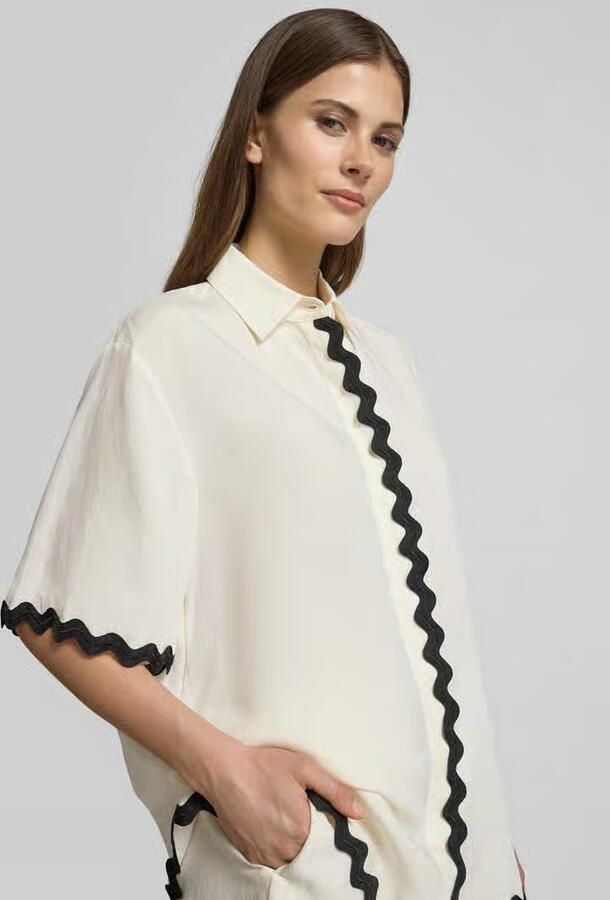 HUGO comfort fit overhemdblouse van mix van lyocell en linnen model 'CAMULE-1'