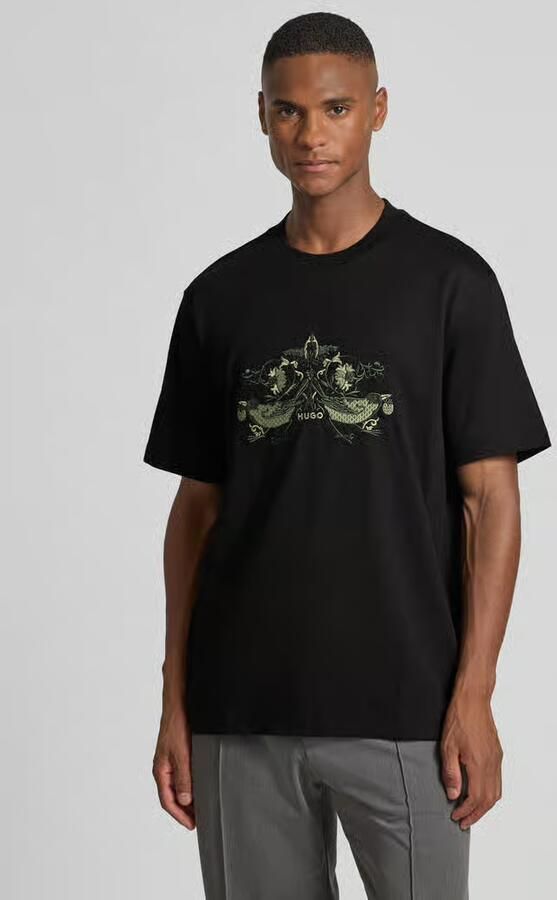 HUGO Comfort fit T-shirt van puur katoen - Foto 2