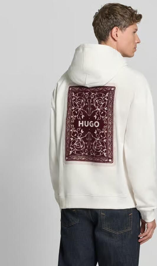 HUGO Hoodie met grote print aan de achterkant model 'Dewerhood' - Foto 3