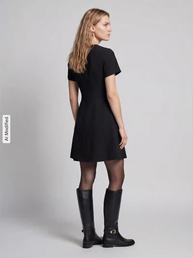 HUGO Getailleerde kokerjurk met viscosemix model 'Kimesa' - Foto 2