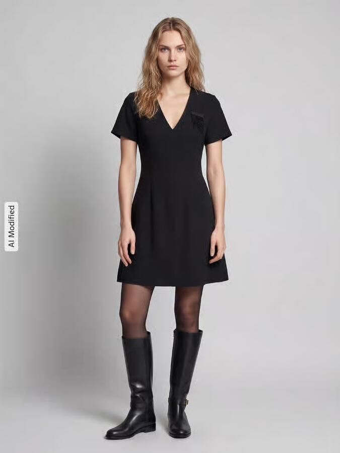 HUGO Getailleerde kokerjurk met viscosemix model 'Kimesa' - Foto 3