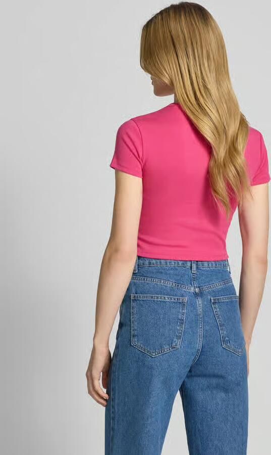 HUGO Kort T-shirt met labelstitching