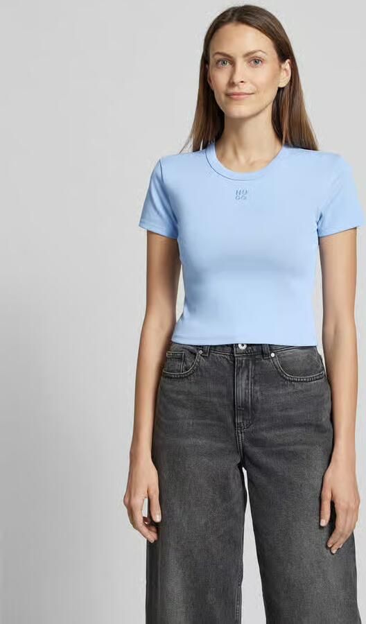 HUGO Kort T-shirt met labelstitching model 'Delanor' - Foto 3