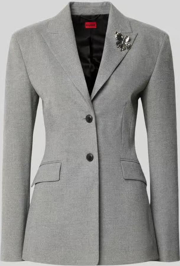 HUGO Lange blazer met metalen broche model 'Asmalla'