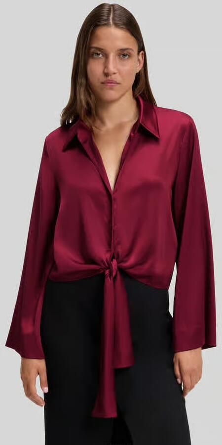 HUGO Loose fit blouse met lange mouwen met strikdetail model 'Errika' - Foto 3