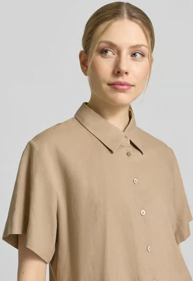 HUGO loose fit blouses met korte mouwen van mix van linnen en viscose model 'ENCANTADA'
