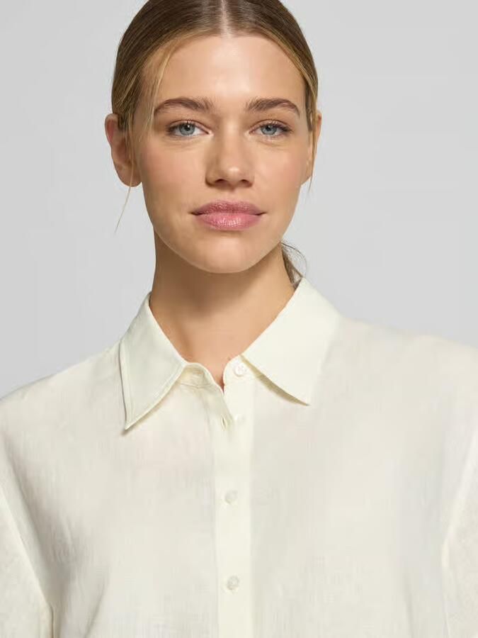 HUGO loose fit blouses met korte mouwen van mix van linnen en viscose model 'ENCANTADA'