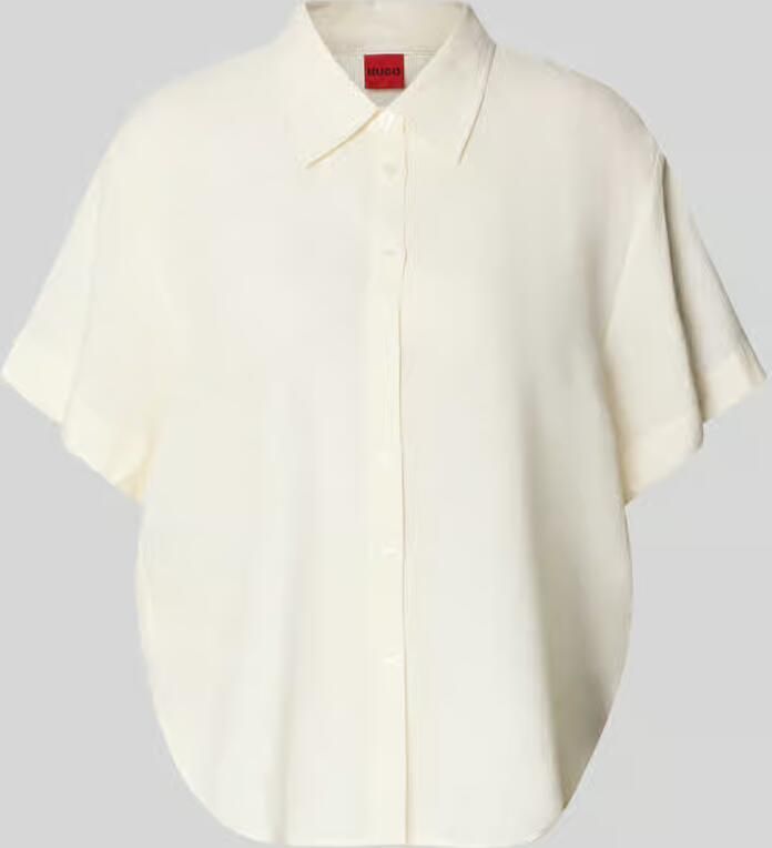 HUGO loose fit blouses met korte mouwen van mix van linnen en viscose model 'ENCANTADA' - Foto 2
