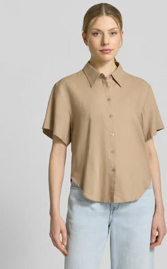 HUGO loose fit blouses met korte mouwen van mix van linnen en viscose model 'ENCANTADA' - Foto 3