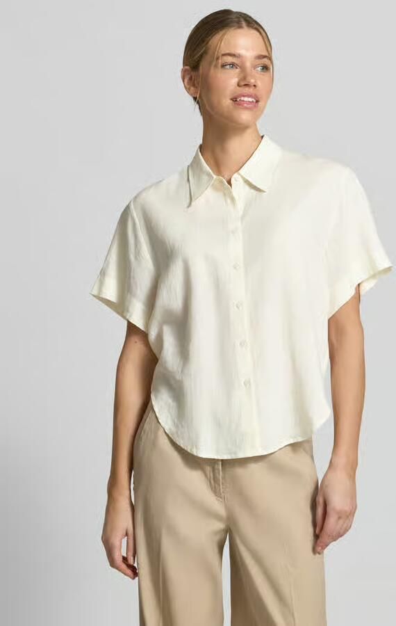 HUGO loose fit blouses met korte mouwen van mix van linnen en viscose model 'ENCANTADA' - Foto 3