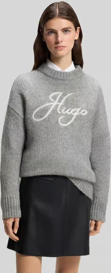HUGO Loose fit pullover van mix van wol en alpaca model 'Sloguinny' - Foto 3