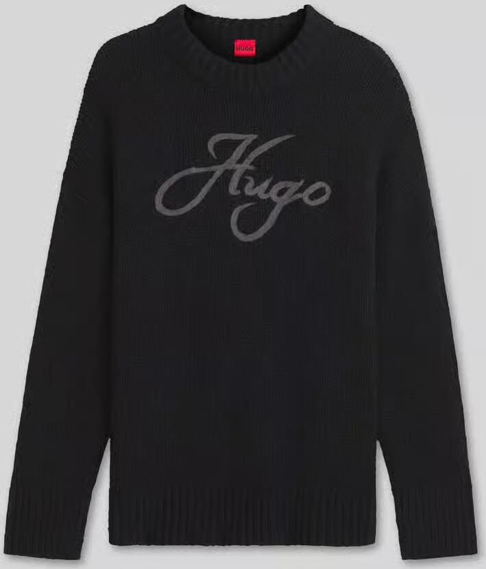 HUGO Loose fit pullover van mix van wol en alpaca model 'Sloguinny'