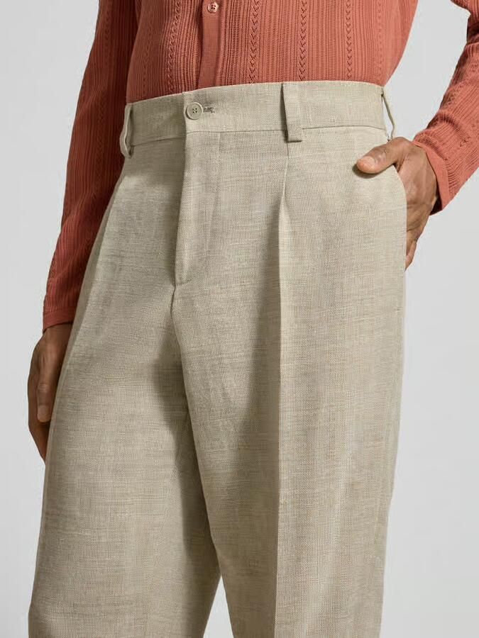HUGO modern fit pantalon met katoen en linnen aandeel