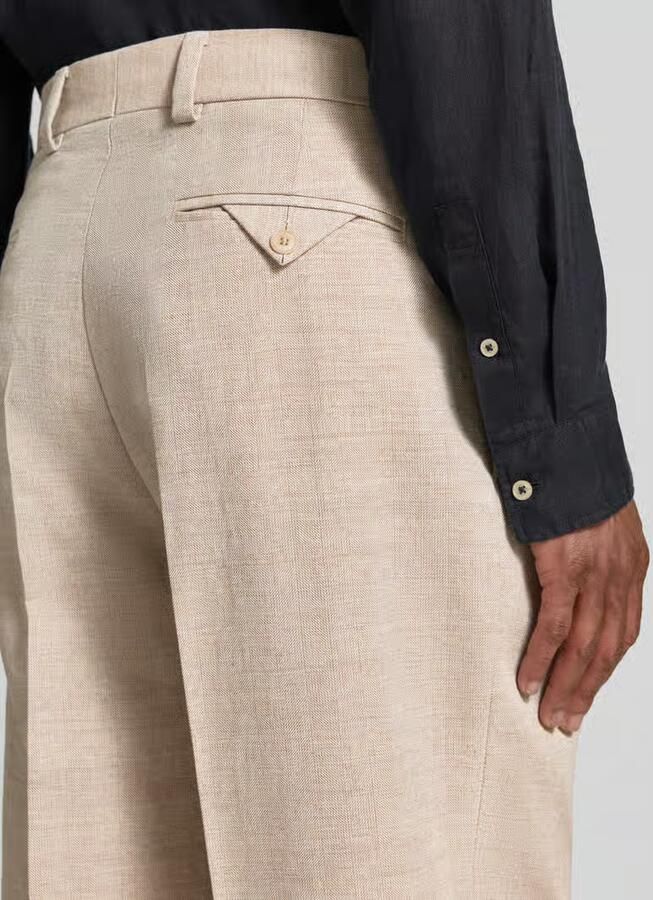 HUGO modern fit pantalon met katoen en linnen aandeel
