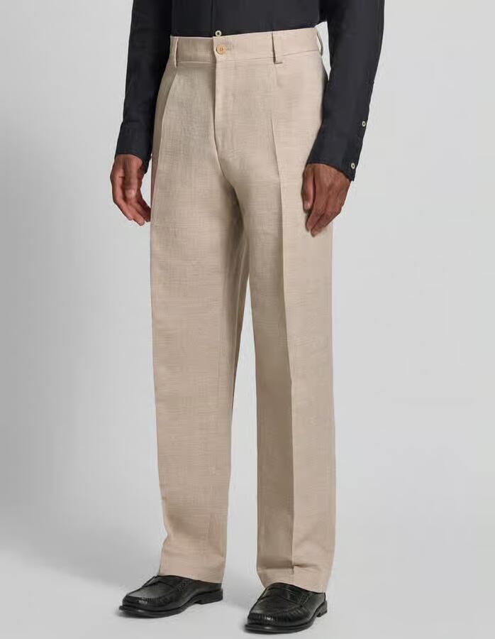 HUGO modern fit pantalon met katoen en linnen aandeel - Foto 2