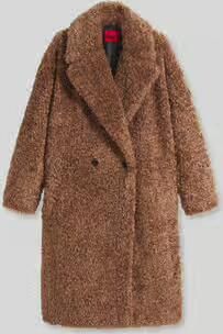 HUGO oversized fit teddy- lange jas van imitatiebont met reverskraag model 'Malite-1'
