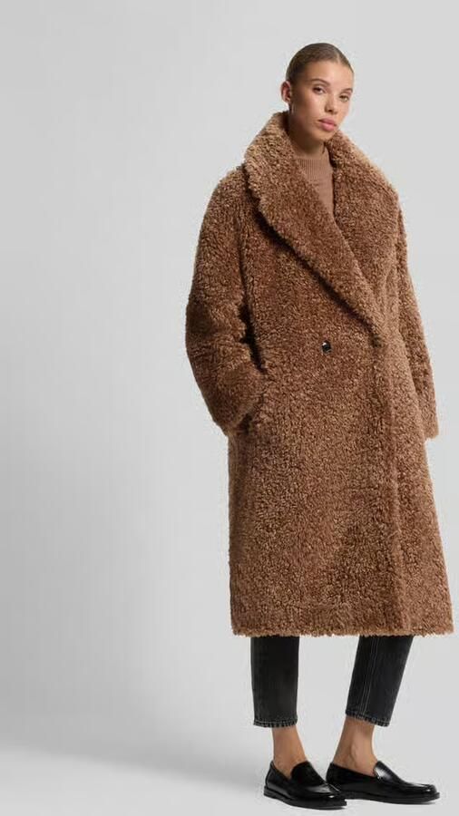 HUGO oversized fit teddy- lange jas van imitatiebont met reverskraag model 'Malite-1' - Foto 2