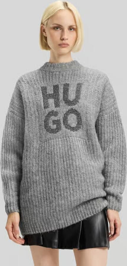 HUGO Oversized gebreide pullover van wolmix model 'SLOGUIS' - Foto 2