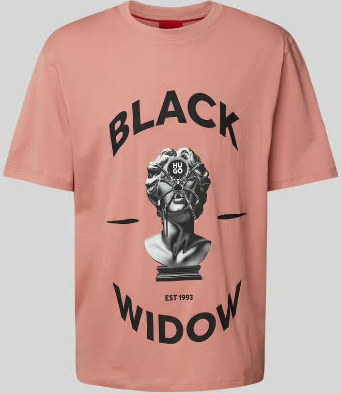 HUGO Oversized T-shirt met ronde hals model 'Dostalgi'