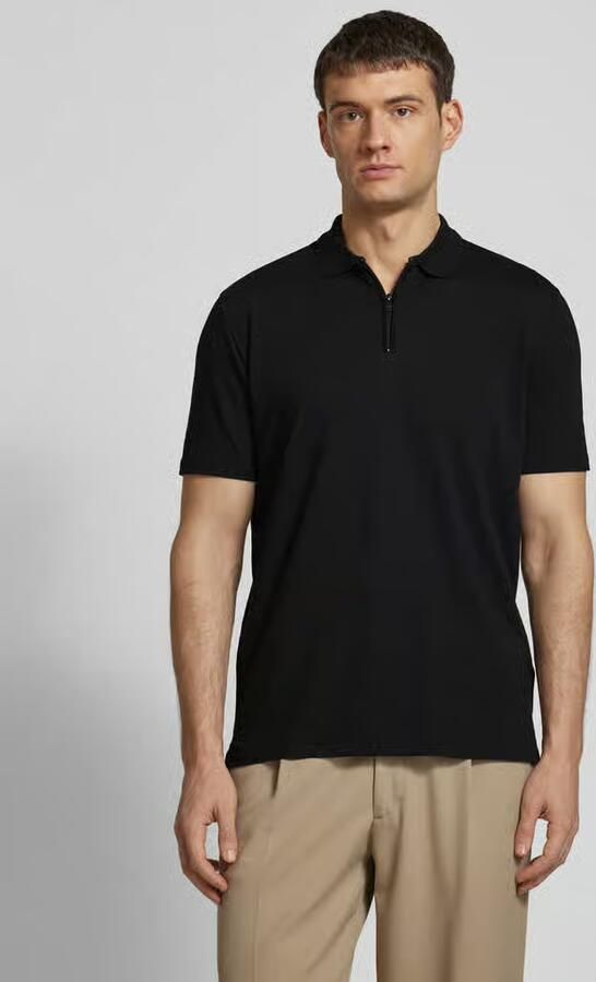 Hugo Boss Polo T-shirt van katoenmix met ritssluiting Black Heren - Foto 2