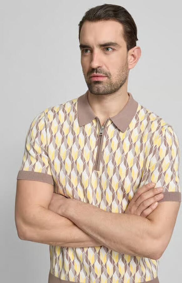 HUGO poloshirt met ritssluiting en all-over print model 'SEOMO'