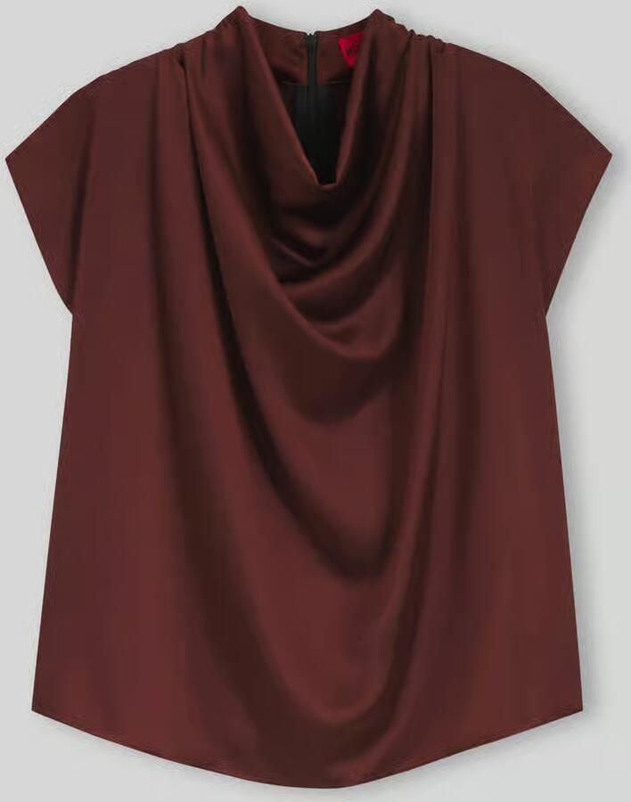 HUGO Regular Fit blouse met korte mouwen met cascadekraag model 'Casmena-1'