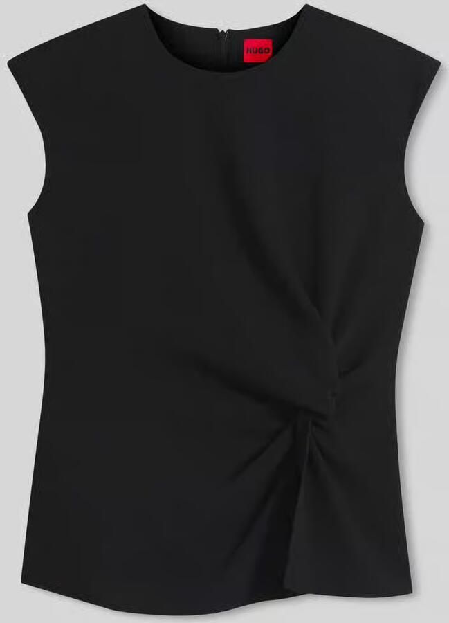 HUGO Regular fit blouse met korte mouwen met knoopdetail model 'Cathida' - Foto 2