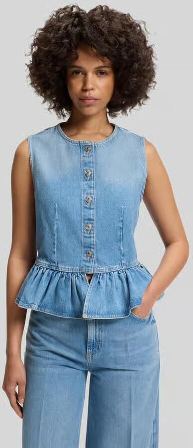 HUGO regular fit blousetop van puur katoen met peplum model 'GIMMA' - Foto 3