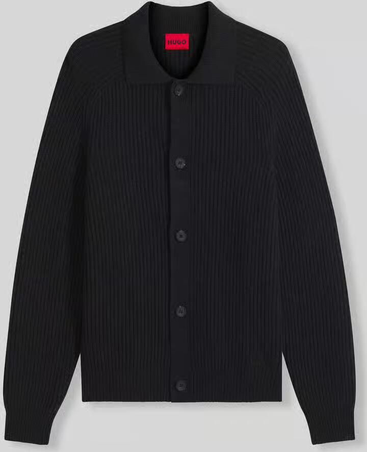 HUGO Regular fit gebreid jack van wolmix model 'Sardeep'