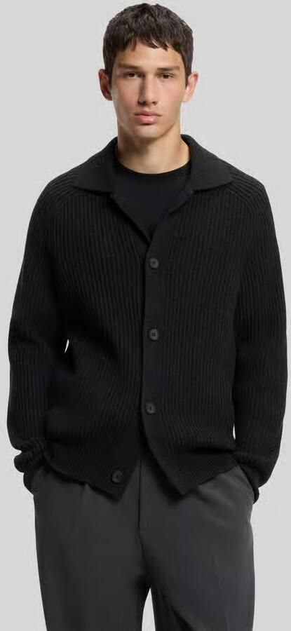 HUGO Regular fit gebreid jack van wolmix model 'Sardeep' - Foto 3