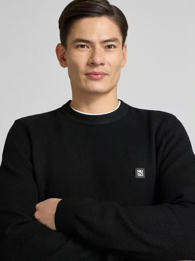 HUGO Regular fit gebreide pullover met scheerwol model 'SETAL' - Foto 3