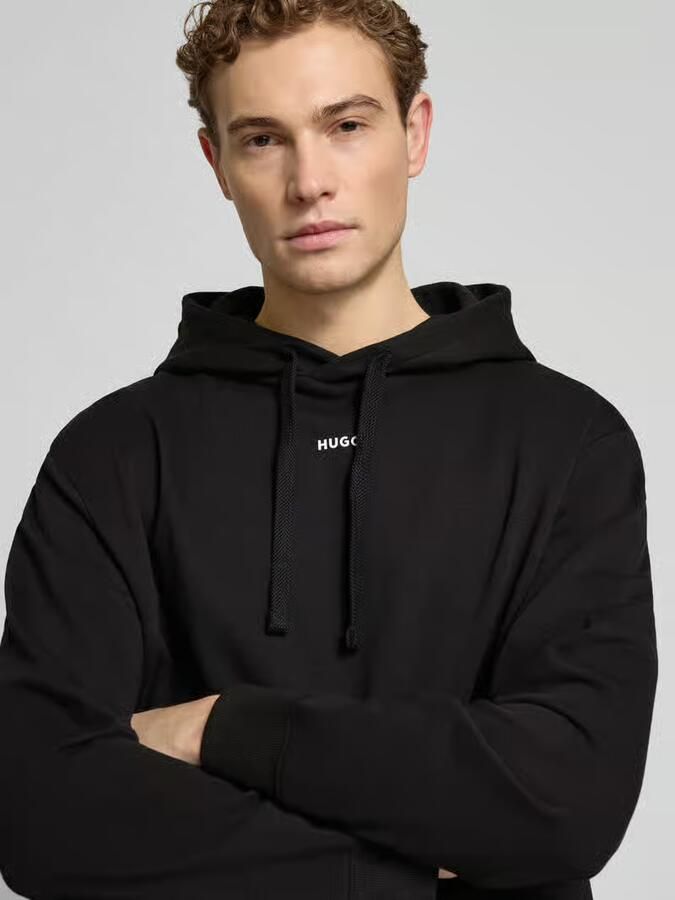 Hugo Boss Zwarte trui met capuchon en elastische boorden Zwart Heren - Foto 5