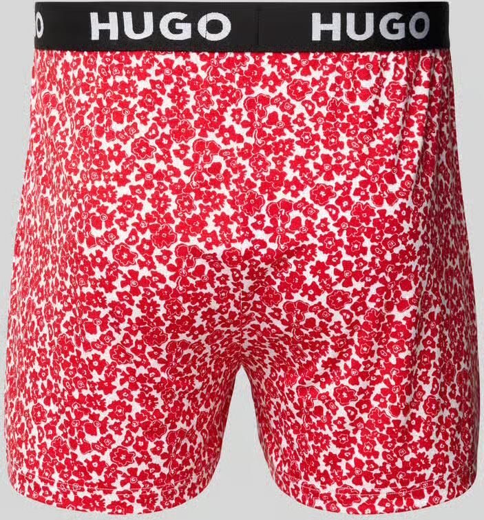 HUGO Regular fit korte pyjamabroek met elastische band met label