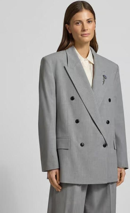 HUGO Regular fit lange blazer met broche model 'ANTEGI' - Foto 3