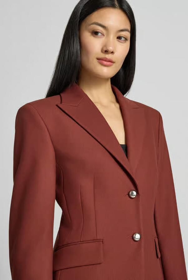 HUGO Regular fit lange blazer met viscose met model 'Asmalla'