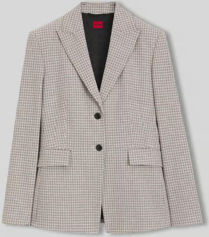 HUGO regular fit lange blazer van katoenmix met klepzakken - Foto 2