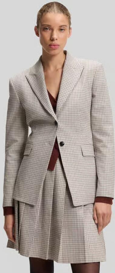 HUGO regular fit lange blazer van katoenmix met klepzakken - Foto 3