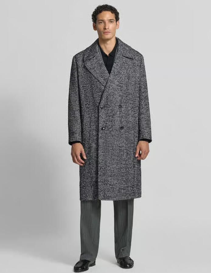 HUGO Regular fit lange jas van katoenmix model 'Milas2641' - Foto 3