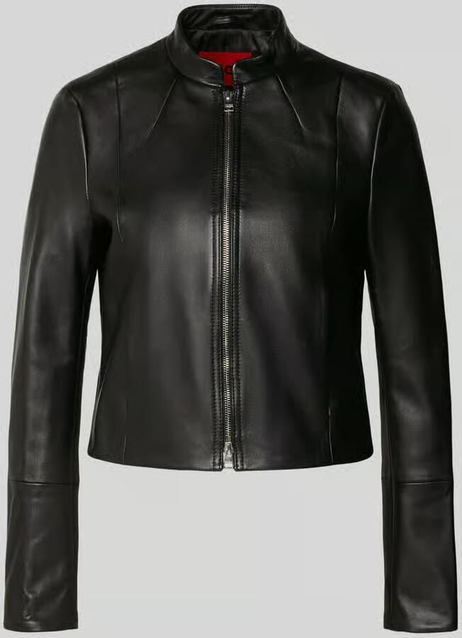 HUGO Regular fit leren jack met verkorte pasvorm model 'LASARI'
